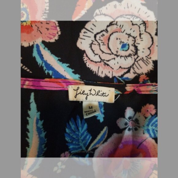 Lily White Shirt Top Blouse Floral Pink Roses No sign of wear - Picture 7 of 7